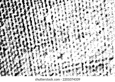 Grunge halftone texture of coarse fabric. Monochrome black and white background of an old canvas close-up. Overlay template. Vector illustration