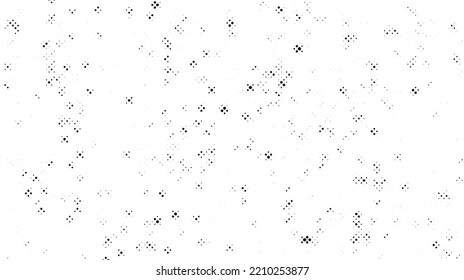 Grunge halftone texture. Comic pixelated spots and drops. Dirty white and black canvas. Dotted wallpaper. Vector