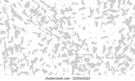 Grunge halftone texture. Comic pixelated spots. Dirty white and black canvas. Dotted wallpaper. Vector