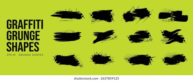 Grunge Halftone Texture Set with Abstract Shapes and Ink Spray Effects