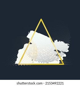 grunge halftone triangle frame vector in dark background