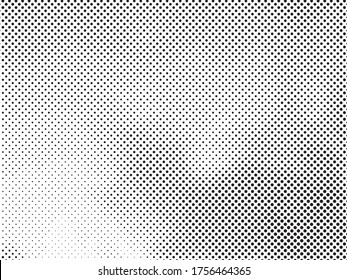Grunge halftone vector background. Halftone dots vector texture.  Gradient halftone dots background in pop art style. Black and white pattern texture. Ink Print Distress Background. 