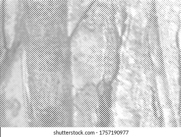 Grunge halftone vector background. Halftone dots vector texture.  Gradient halftone dots background in pop art style. Black and white pattern texture. Ink Print Distress Background . 