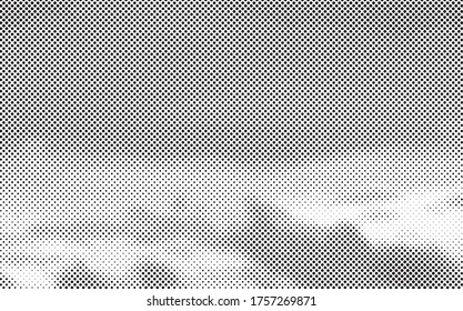 Grunge halftone vector background. Halftone dots vector texture.  Gradient halftone dots background in pop art style. Black and white pattern texture. Ink Print Distress Background . 