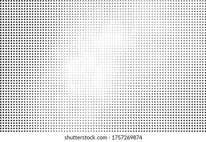 Grunge el fondo vectorial de medio tono. Textura vectorial de puntos de semitono.  El fondo de los puntos de semitono degradado en estilo de arte pop. Textura de patrón blanco y negro. Fondo de la presión de impresión de tinta . 