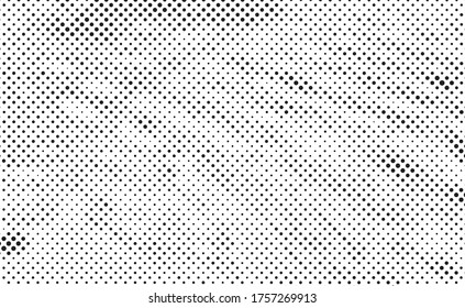 Grunge halftone vector background. Halftone dots vector texture.  Gradient halftone dots background in pop art style. Black and white pattern texture. Ink Print Distress Background . 