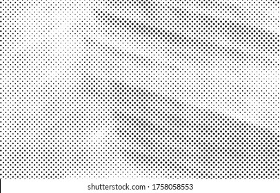 Grunge halftone vector background. Halftone dots vector texture.  Gradient halftone dots background in pop art style. Black and white pattern texture. Ink Print Distress Background . 