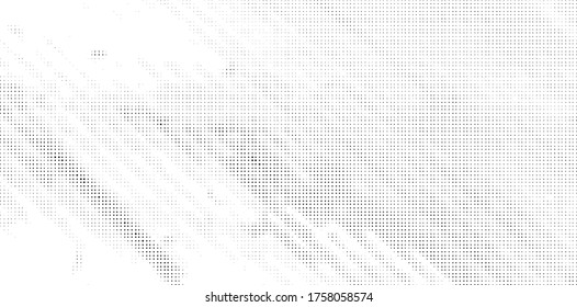 Grunge halftone vector background. Halftone dots vector texture.  Gradient halftone dots background in pop art style. Black and white pattern texture. Ink Print Distress Background . 