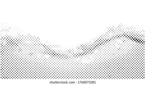 Grunge halftone vector background. Halftone dots vector texture.  Gradient halftone dots background in pop art style. Black and white pattern texture. Ink Print Distress Background . 