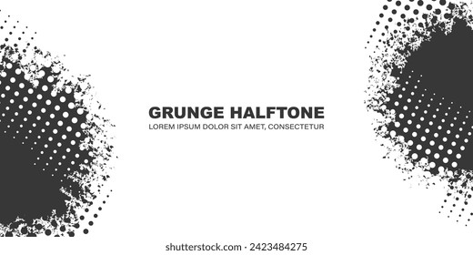 Grunge el fondo vectorial de medio tono. Pincel ondulado con ilustración de puntos.