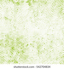 Grunge halftone vector background.Halftone dots vector texture. Green and white abstract backdrop.