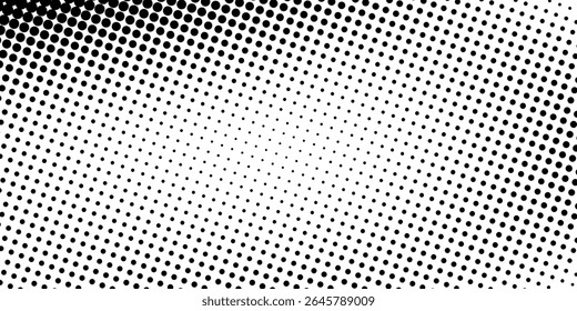 grunge Padrão de pontos brancos e pretos de meio-tom e fundo de textura grunge gradiente preto. Linha pontilhada ilustração de vetor de estilo de quadrinhos