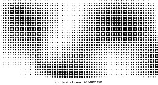 grunge Patrón de puntos blancos y negros de semitono y fondo de textura grunge de gradiente negro