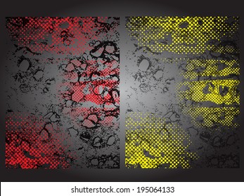 Grunge halftones background. red and yellow