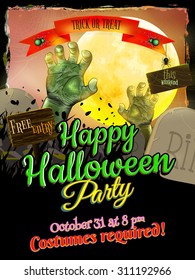 Grunge Halloween background with black spiders. EPS 10 vector file included