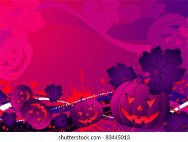 Grunge Halloween background with pumpkin and wave pattern, element for design, vector illustration