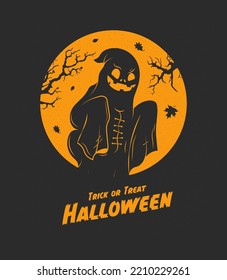 Grunge halloween background with pumpkins bats cemetery and spiders
