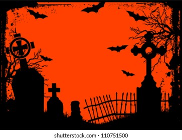  Grunge Halloween cemetery background