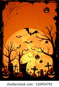 Grunge Halloween night background, illustration