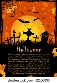 Grunge Halloween night background, illustration