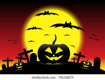 Grunge Halloween night background, illustration
