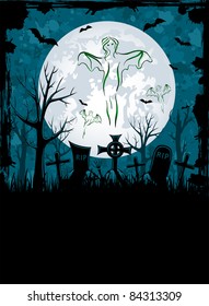 Grunge Halloween night background, illustration