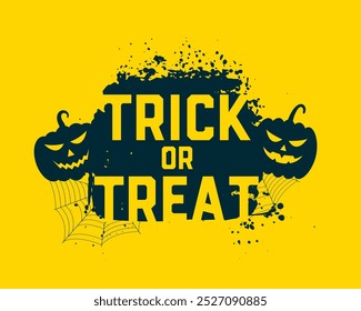 grunge halloween trick or treat background with pumpkin vector