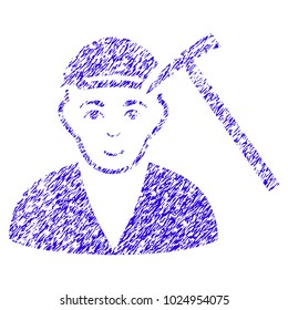 Grunge Hammer Victim rubber seal stamp watermark. Icon symbol with grunge design and scratched texture. Unclean vector blue emblem hammer victim.