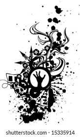 Grunge hand design, black and white