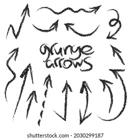 Grunge hand drawn Arrows vector set isolated on white