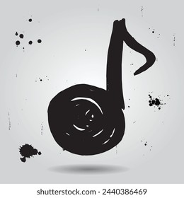 Grunge hand drawn black note sign isolated on white, vector illustration