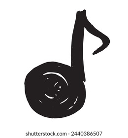 Grunge Hand gezeichnete schwarze Note Zeichen isoliert auf weiß, Vektor-Illustration