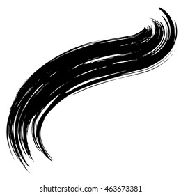 Grunge Hand Drawn Black  Paint Brush. Curved Brush Stroke Vector Illustration