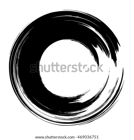 Grunge hand drawn black  paintbrush circle. Curved brush stroke vector illustration