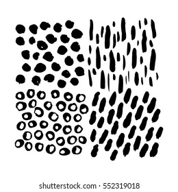Grunge Hand Drawn Brush Elements. Vector Illustration of Paint Stain Textures.