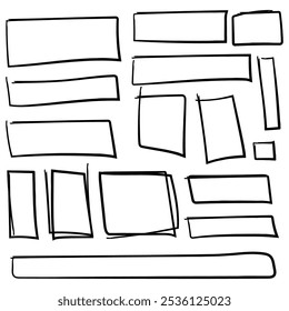 Grunge hand drawn brush stroke frame set