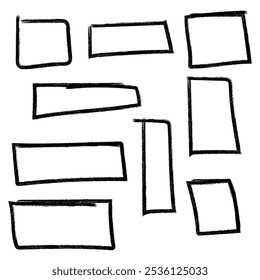 Grunge hand drawn brush stroke frame set