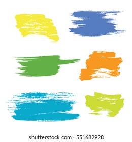 Grunge hand drawn brush stroke vector set.