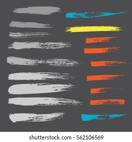 Grunge hand drawn brush stroke vector set.