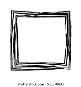 Grunge hand drawn brush stroke square shape vector illustration