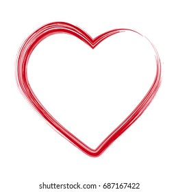 Grunge hand drawn brush stroke heart shape vector illustration