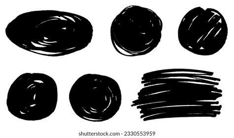 Grunge hand drawn brushes.Marker stains design elements.