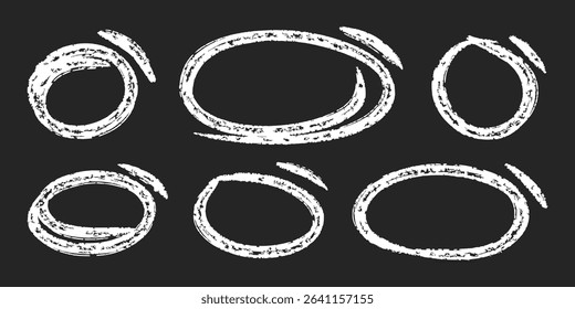 Grunge Hand Drawn Circle Highlights with dry brush or marker texture. Marker Scribble Elements Set. Best for UI UX highlighting, annotations, and infographic design. Editable and scalable for various