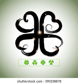 Grunge hand drawn clover for Happy St. Patricks Day