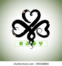 Grunge hand drawn clover for Happy St. Patricks Day
