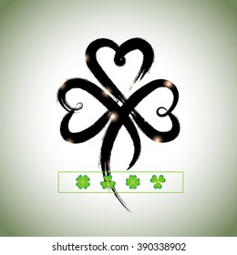 Grunge hand drawn clover for Happy St. Patricks Day