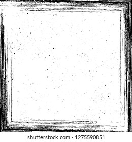 Grunge hand drawn frame. Square textured border with copy space for social media story or post layout. Rough painting. Easy to edit vector template for your design. 