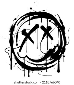 Grunge Hand Drawn Graffiti Icon Spray Paint  Illustration With Dripping Ink Effects