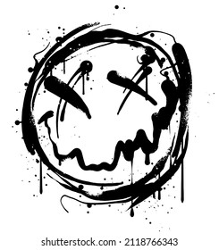 grunge hand drawn graffiti icon spray paint  illustration with dripping ink effects