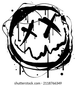 grunge hand drawn graffiti icon spray paint  illustration with dripping ink effects